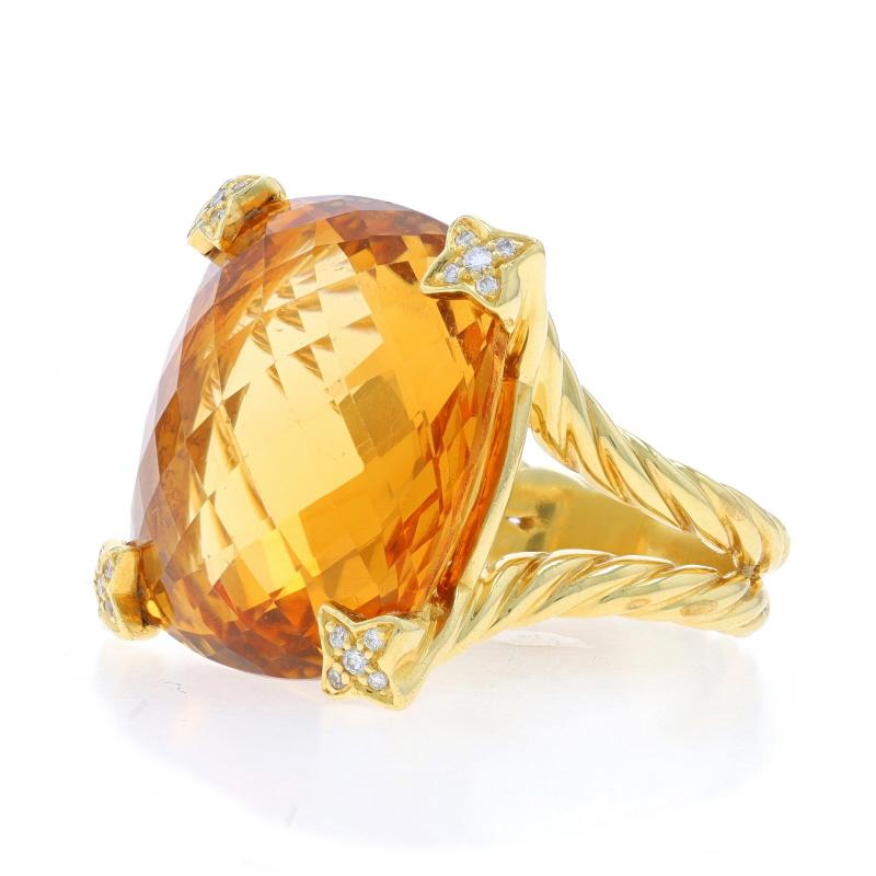 David Yurman Kissen auf Punkt Citrin Diamant Ring Gelbgold 18k .12ctw im Zustand „Hervorragend“ im Angebot in Greensboro, NC
