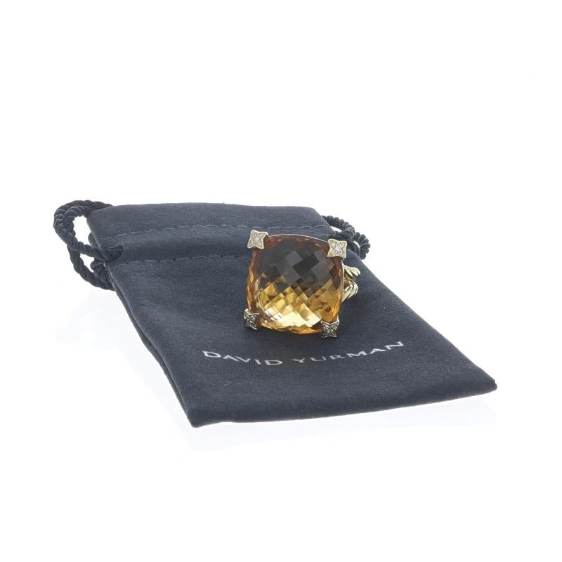 David Yurman Kissen auf Punkt Citrin Diamant Ring Gelbgold 18k .12ctw im Angebot 2