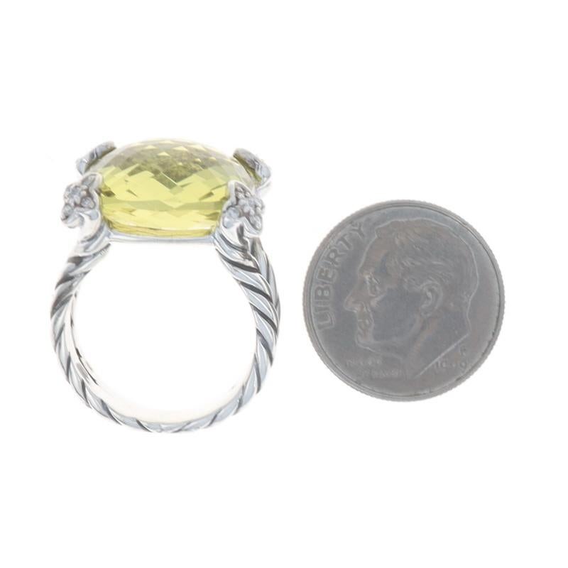 David Yurman Cushion on Point LemonQuartz Diamond Ring 925 Cush.12ctw Quatrefoil in vendita 1