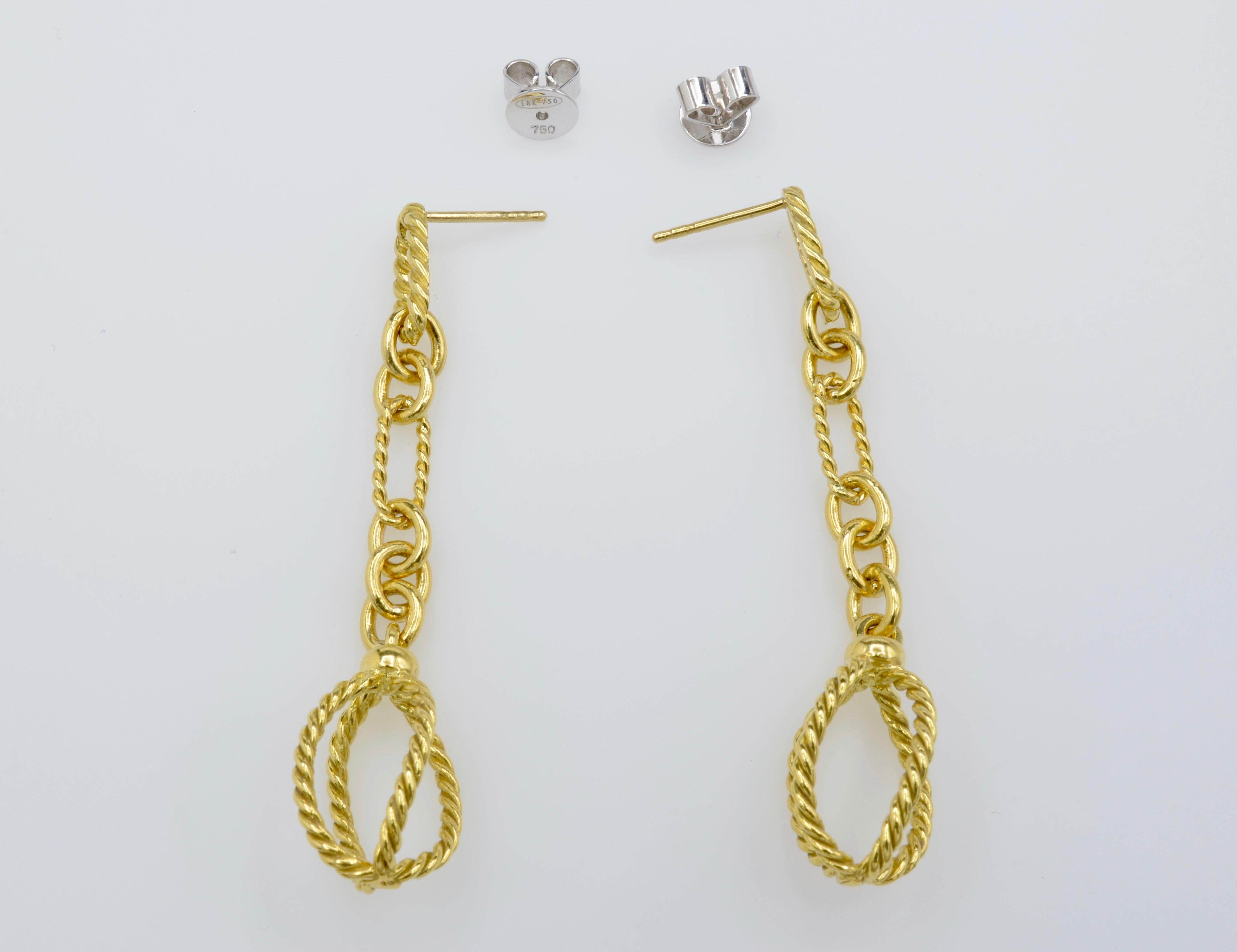 David Yurman Dangling Gold Chain Earrings in 18 Karat Yellow Gold 1