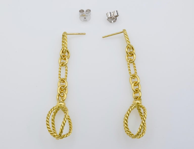 David Yurman Dangling Gold Chain Earrings in 18 Karat Yellow Gold at ...