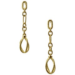 David Yurman Dangling Gold Chain Earrings in 18 Karat Yellow Gold