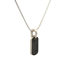 David Yurman Designer Black Diamonds 925 Sterling Men's 21mm Chevron Tag Pendant