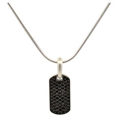 David Yurman Designer Black Diamonds 925 Sterling Men's 21mm Chevron Tag Pendant
