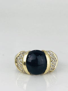 David Yurman Diamond and Black Onyx Two-Tone 18 Karat Gold Sterling Cable Ring