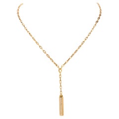 David Yurman Diamond 18 Karat Gold Barrels Y Necklace