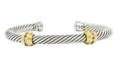David Yurman Diamond 18 Karat Gold Sterling Silver Cable Twist Bracelet