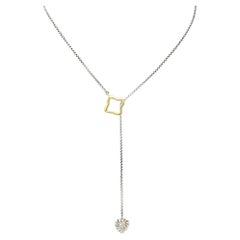 David Yurman Diamond 18 Karat Gold Sterling Silver Quatrefoil Heart Necklace