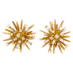 David Yurman Diamond 18 Karat Gold Supernova Stud Earrings