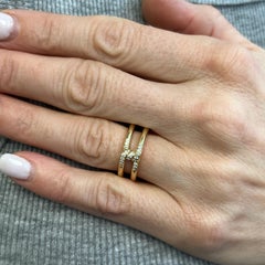 David Yurman Diamond 18 Karat Yellow Gold Continuance Interlocking Band Ring New