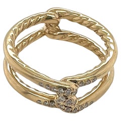 David Yurman Diamond 18 Karat Yellow Gold Continuance Interlocking Band Ring New