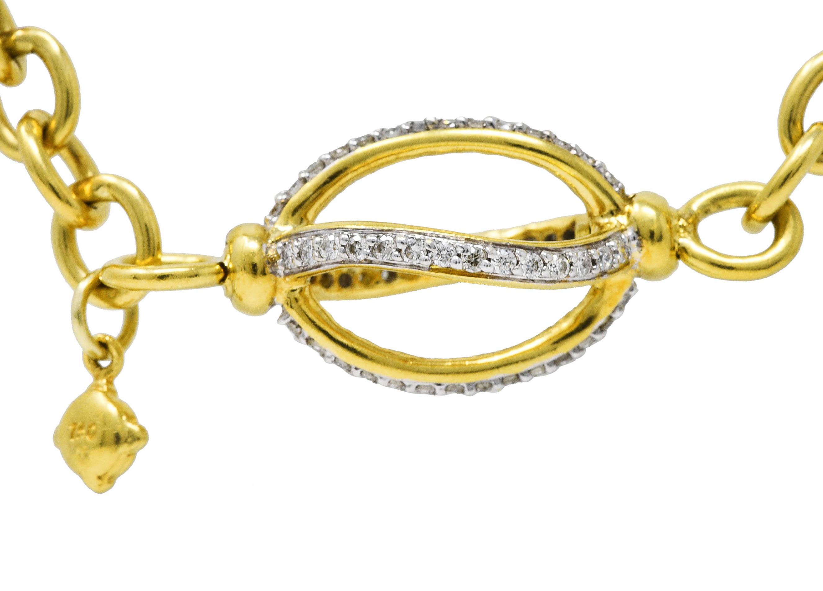 David Yurman Diamond 18 Karat Yellow Gold Twisted Cable Lantana Chain Necklace 1