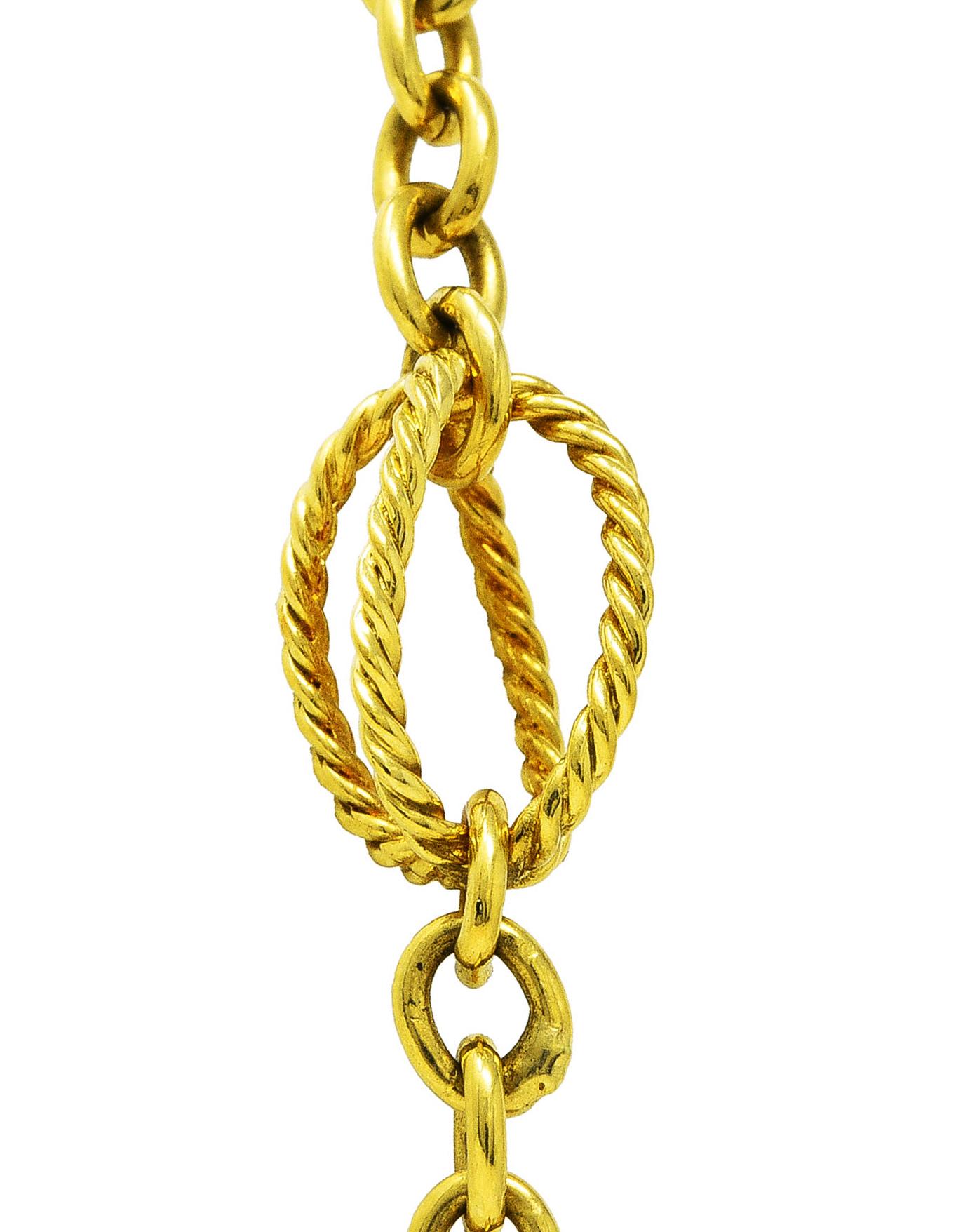 David Yurman Diamond 18 Karat Yellow Gold Twisted Cable Lantana Chain Necklace 2