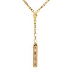 David Yurman Diamond 18 Karat Gold Barrels Y Necklace