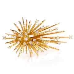 David Yurman Diamond 18 Karat Gold Supernova Pendant Brooch