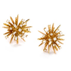 David Yurman Diamond 18 Karat Gold Supernova Stud Earrings