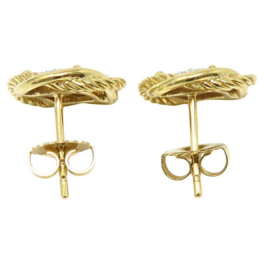 Contemporary David Yurman Diamond 18K Yellow Gold Earrings For Sale