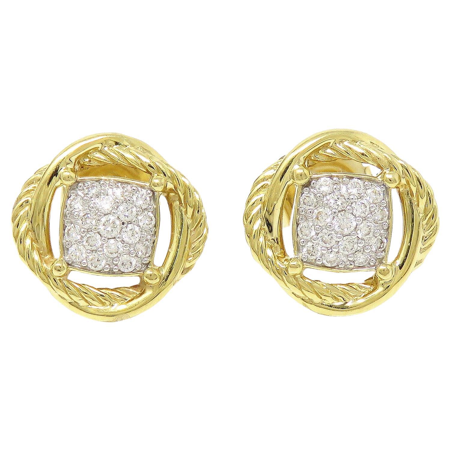 David Yurman Diamond 18K Yellow Gold Earrings