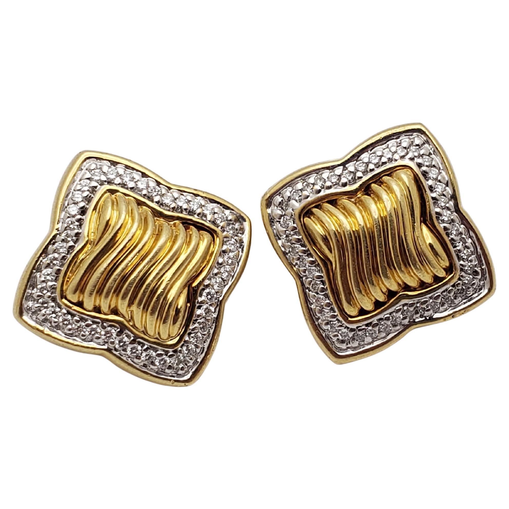 David Yurman 1.20 CT Diamond 18K Yellow Gold Earrings in vendita