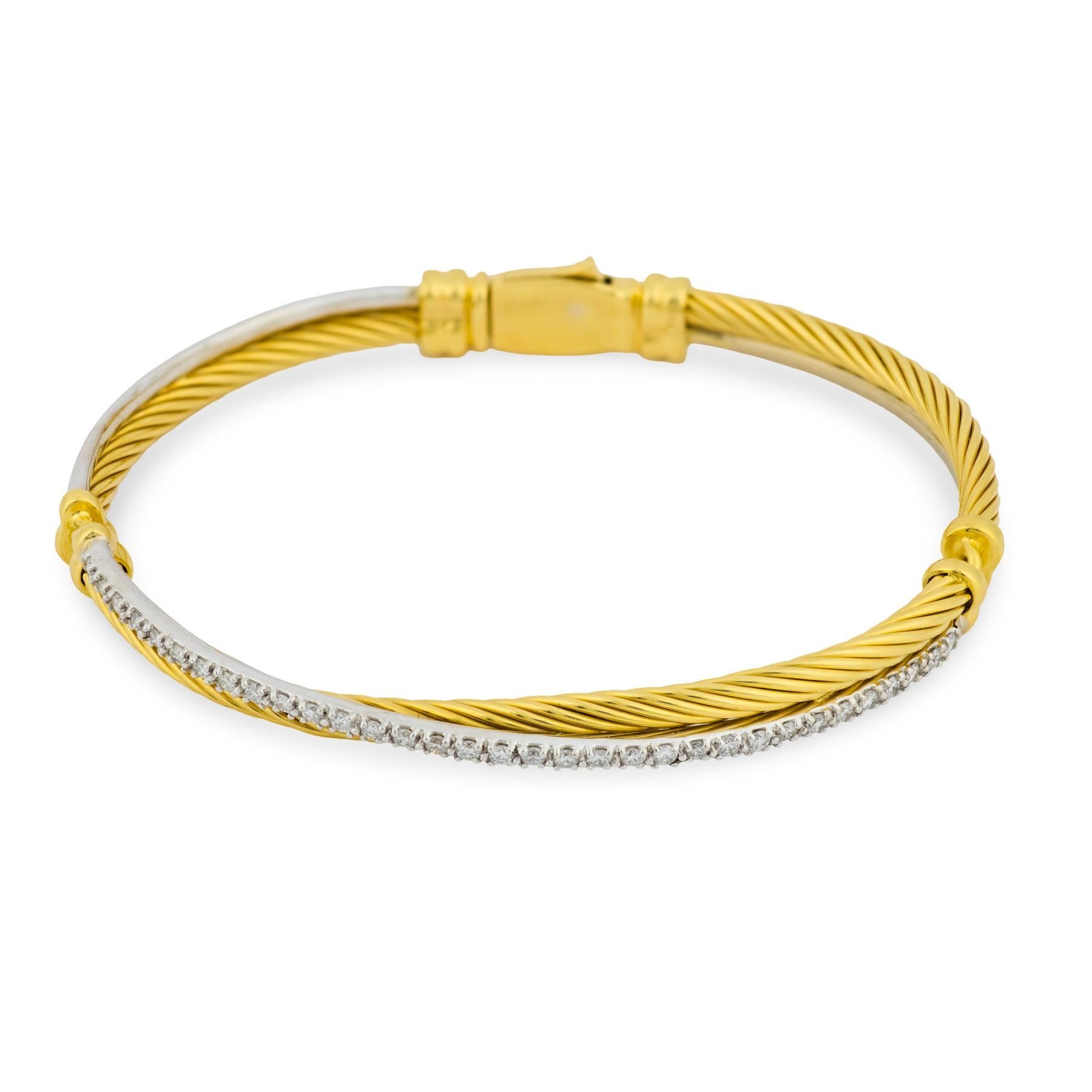 De las mujeres Pulsera cruzada David Yurman de diamantes y oro blanco amarillo de 18 quilates en venta