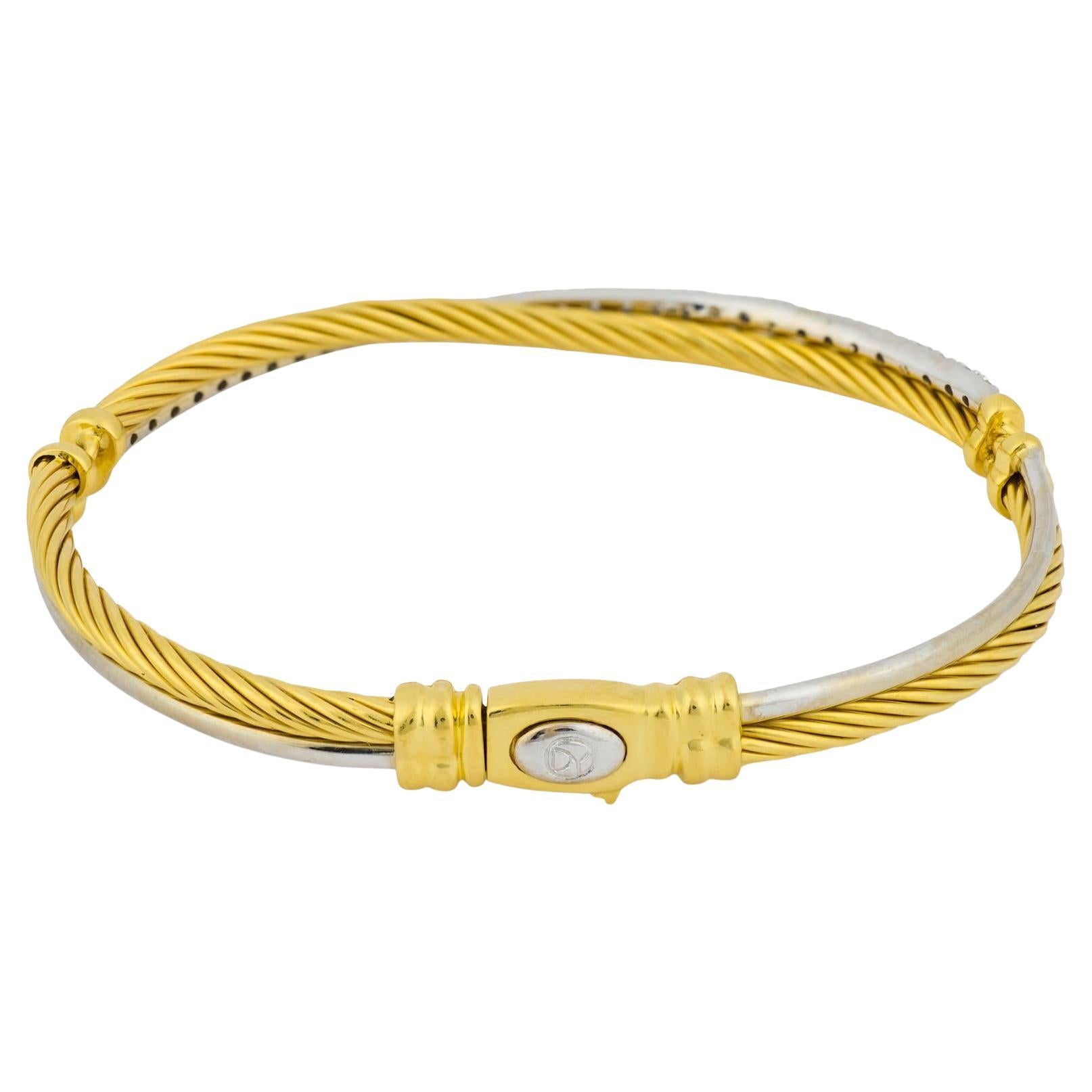 David Yurman diamond 18k yellow white gold crossover bracelet