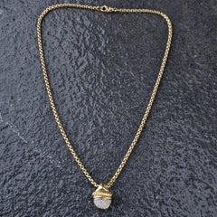 David Yurman Diamond Acorn Pendant Box Chain Necklace 18k Yellow Gold 16" 25.3g