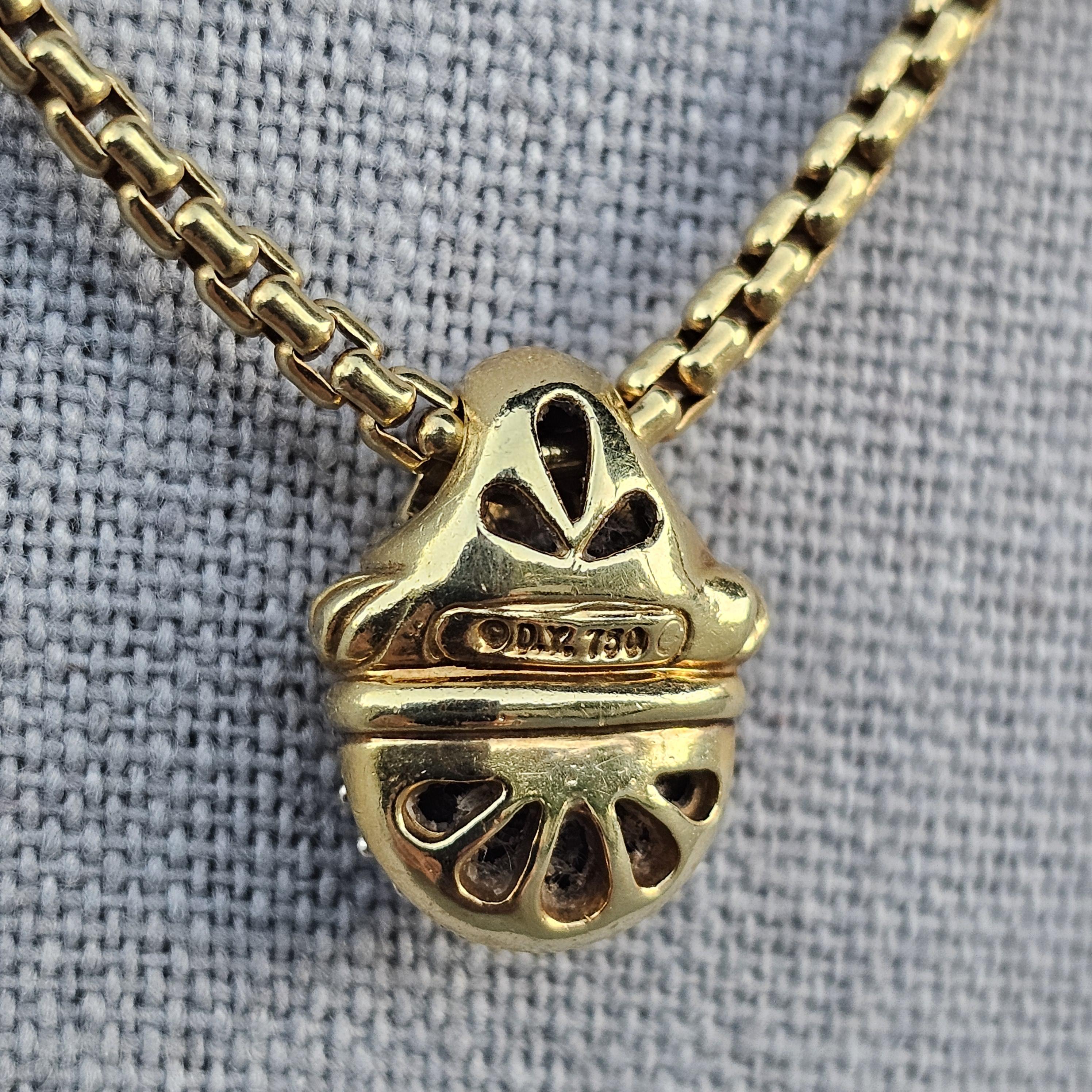 David Yurman Collana a catena con ciondolo a forma di ghianda in oro giallo 18k da 16