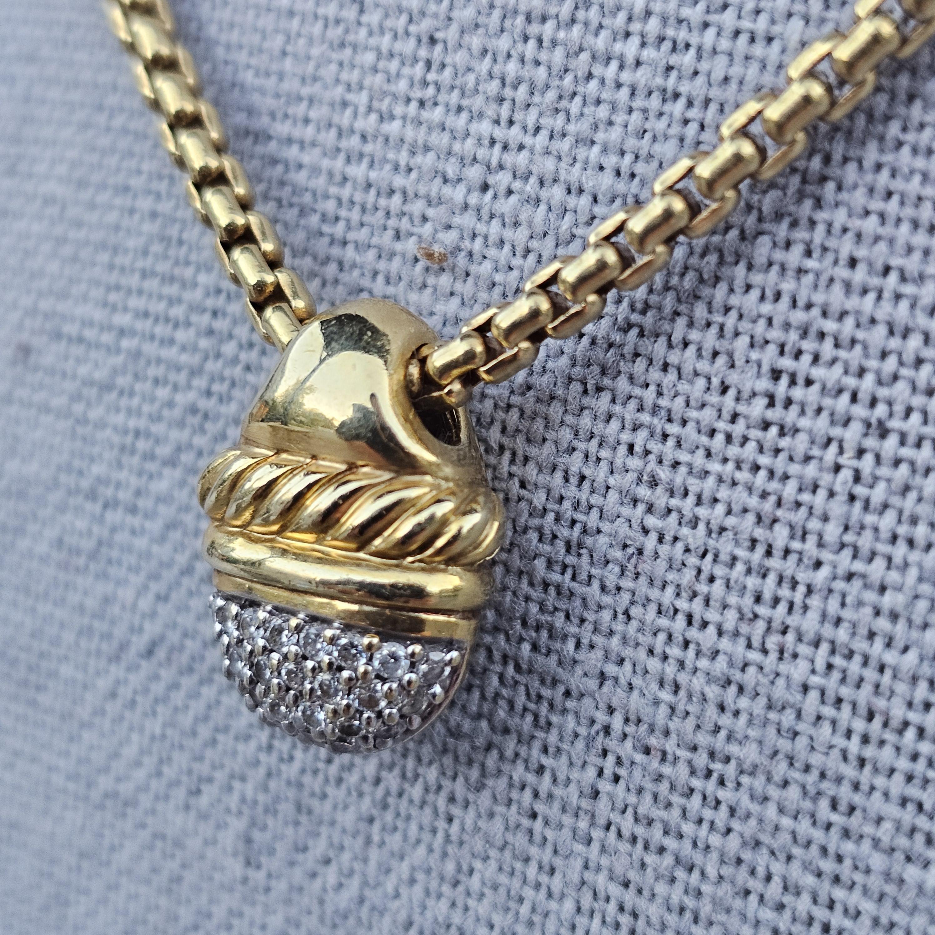 David Yurman Collana a catena con ciondolo a forma di ghianda in oro giallo 18k da 16