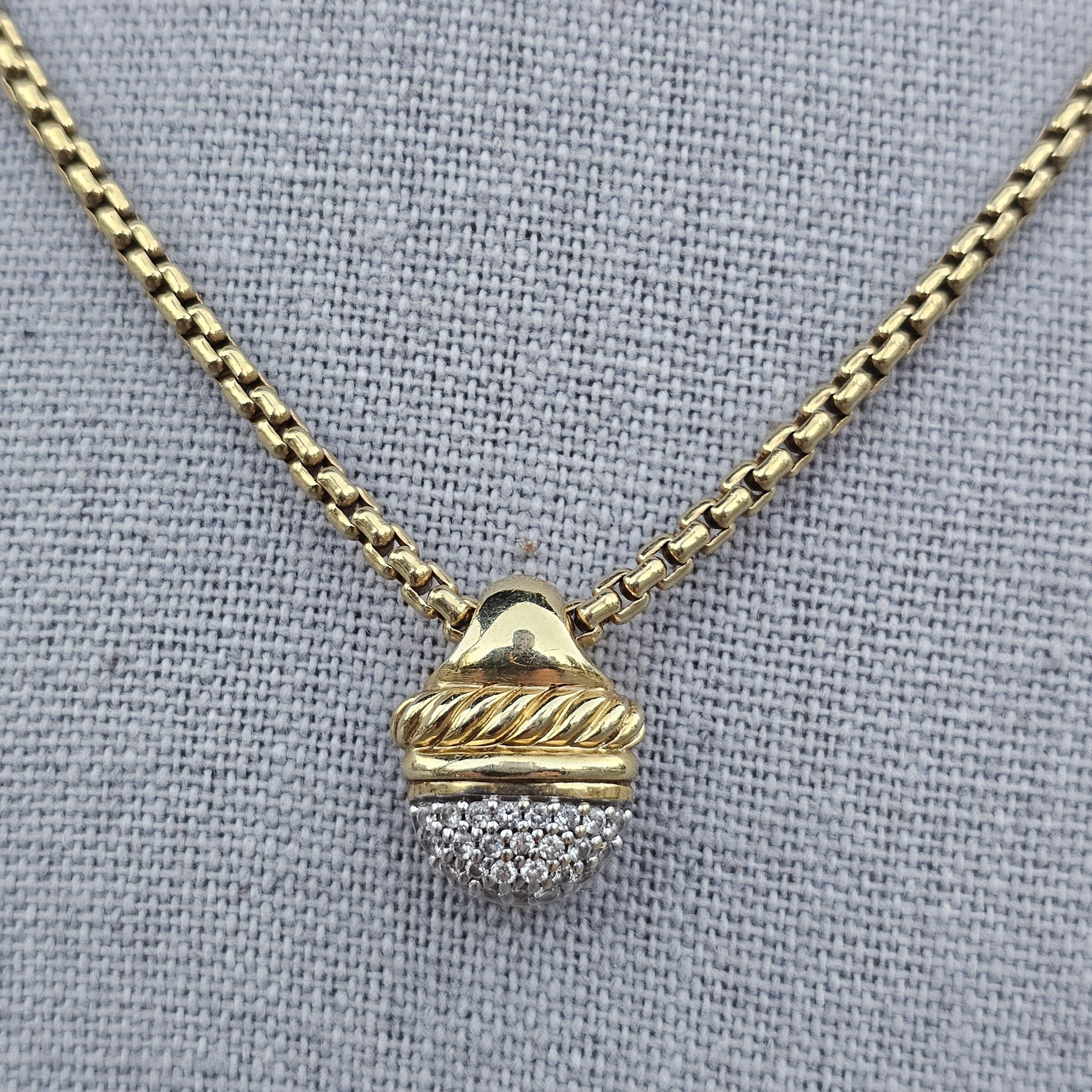 David Yurman Collana a catena con ciondolo a forma di ghianda in oro giallo 18k da 16