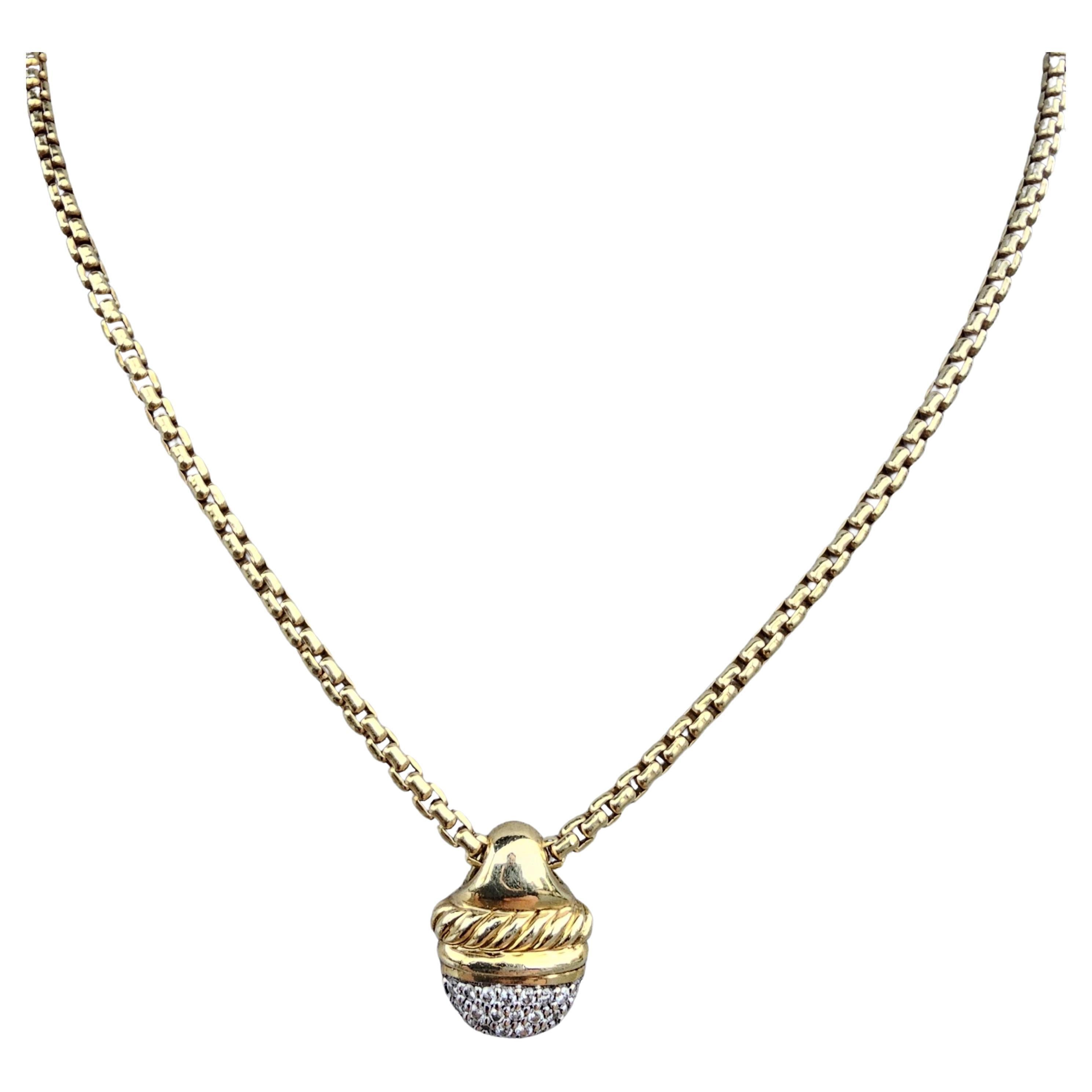 David Yurman Collana a catena con ciondolo a forma di ghianda in oro giallo 18k da 16" 25,3g in vendita