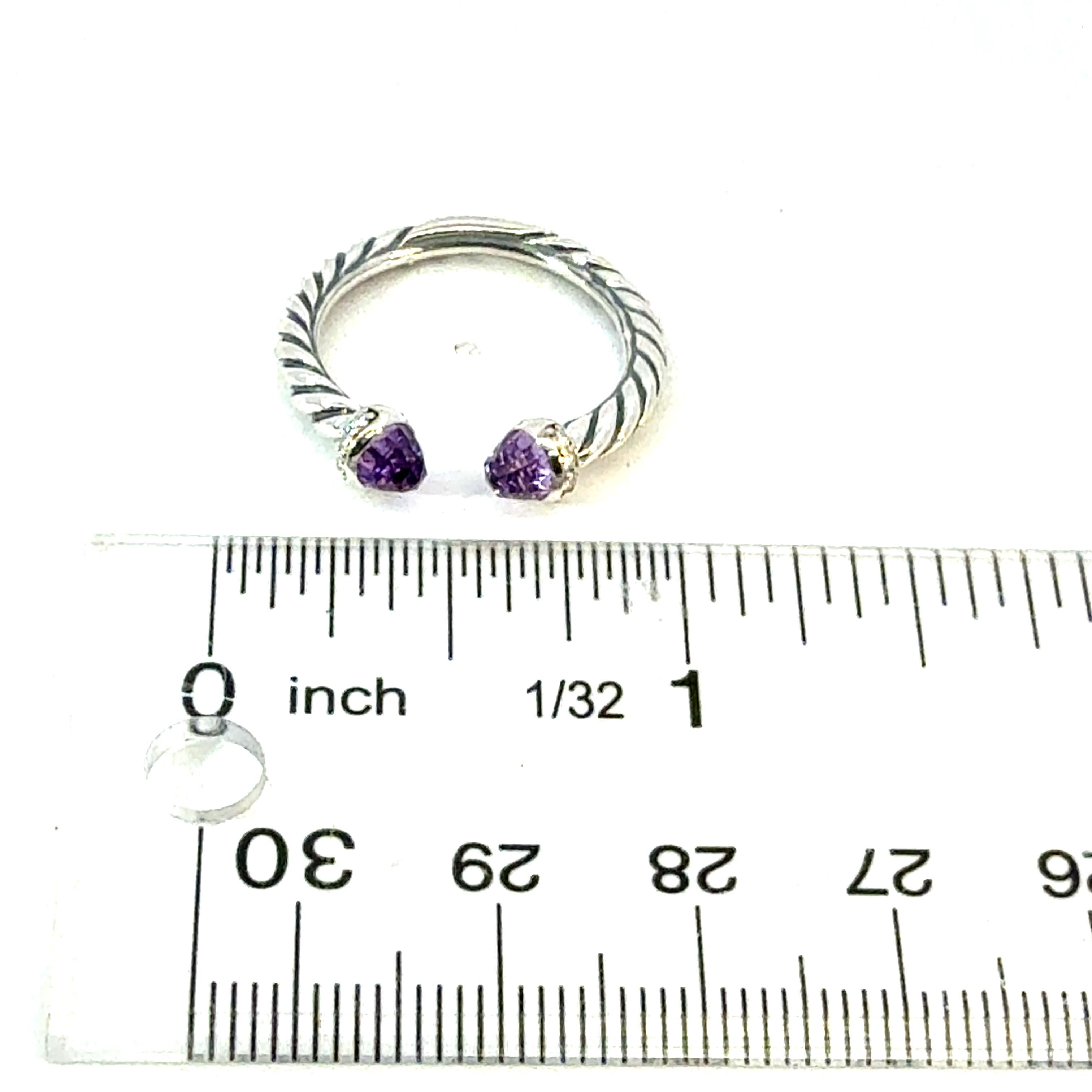 Women's David Yurman Diamond Amethyst Ring Size 7.5 Sterling Silver Estate