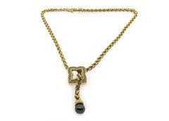 David Yurman Diamond and Pearl Quatrefoil Lariat Necklace in 18K