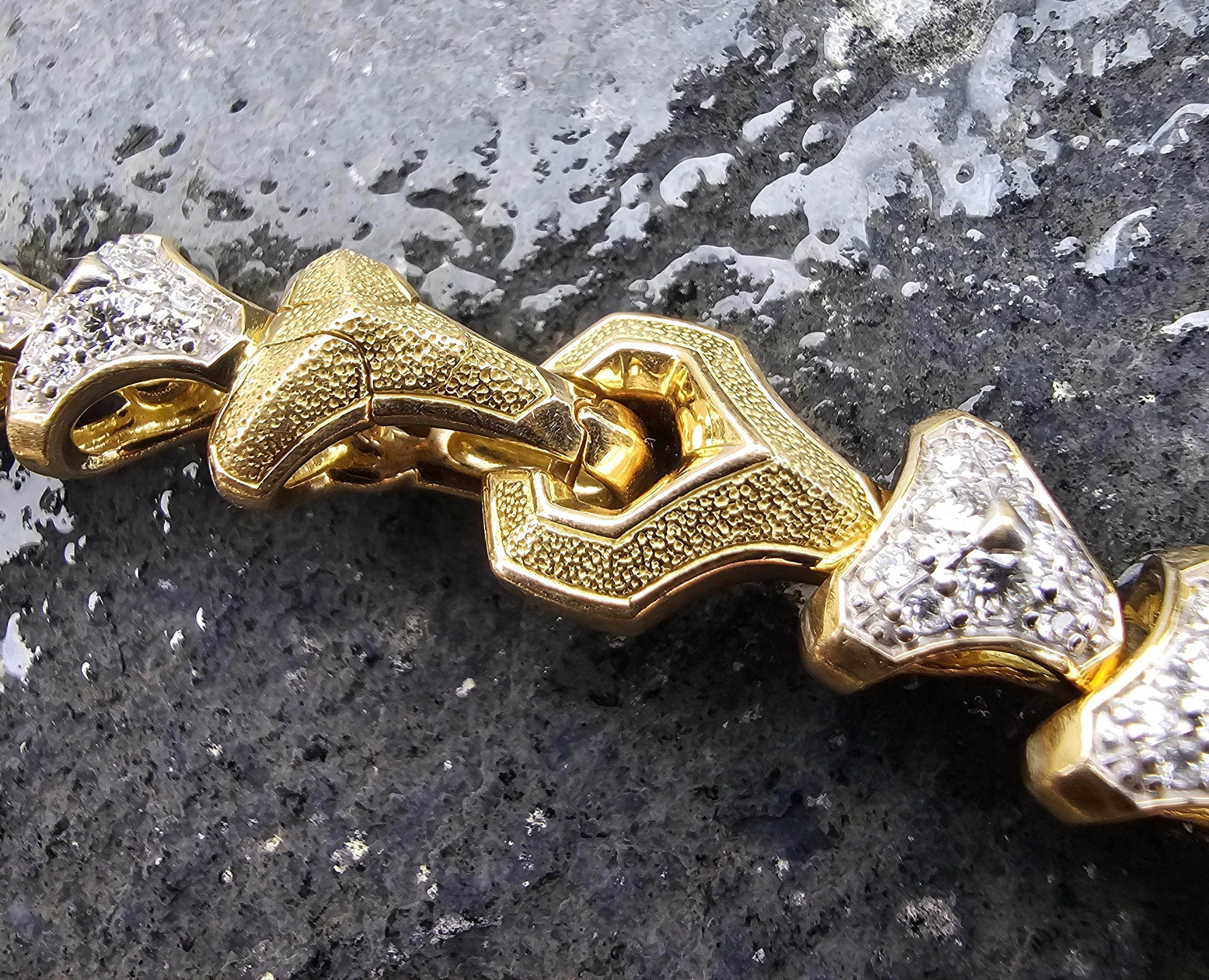 David Yurman Pulsera de eslabones con diamantes 18k Oro amarillo S 8,25