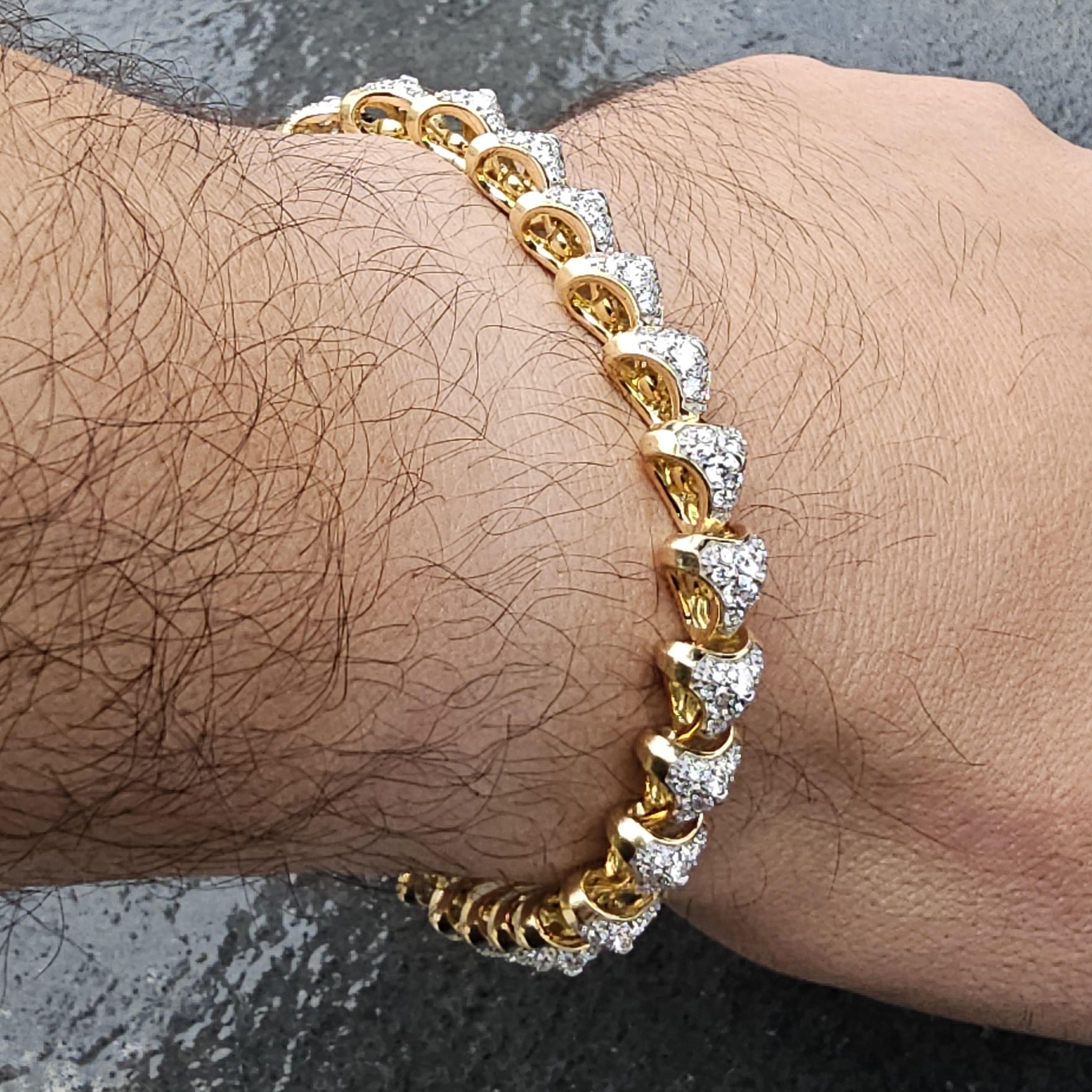 De las mujeres David Yurman Pulsera de eslabones con diamantes 18k Oro amarillo S 8,25