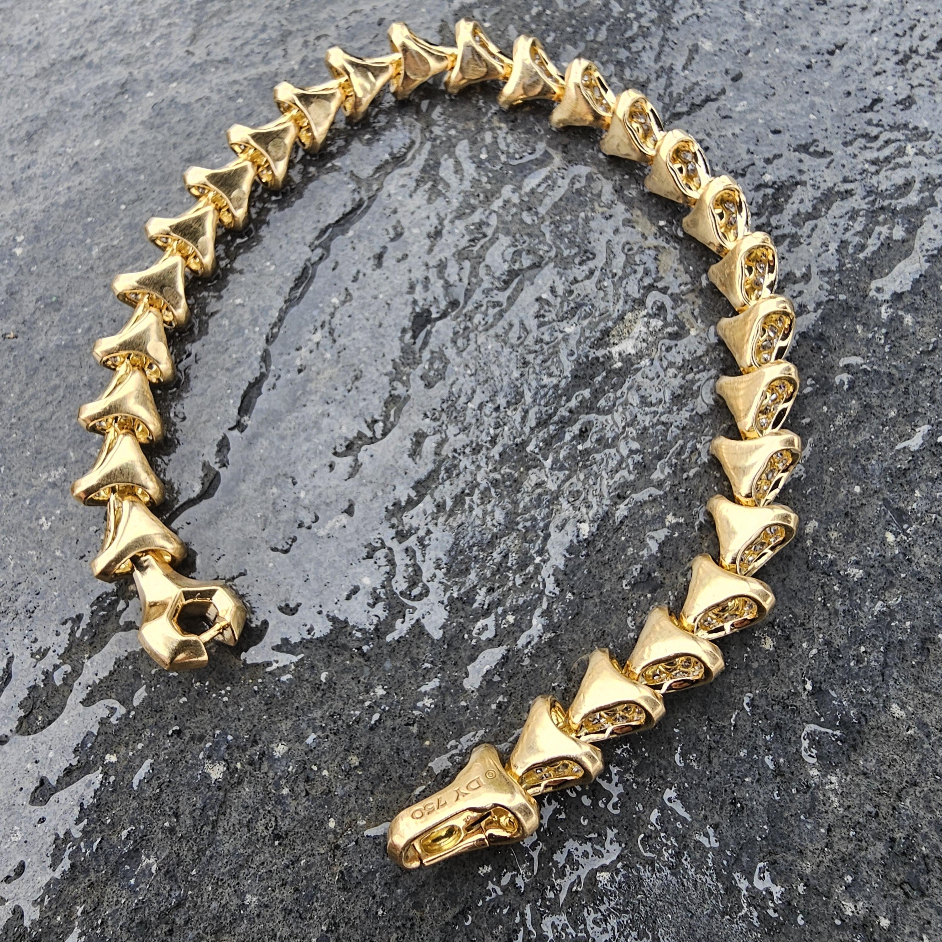 David Yurman Pulsera de eslabones con diamantes 18k Oro amarillo S 8,25