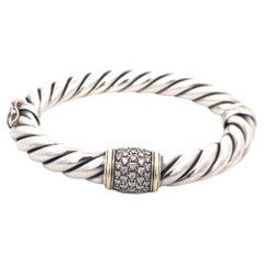 David Yurman Diamond Bangle Sterling Silver and 18K Yellow Gold