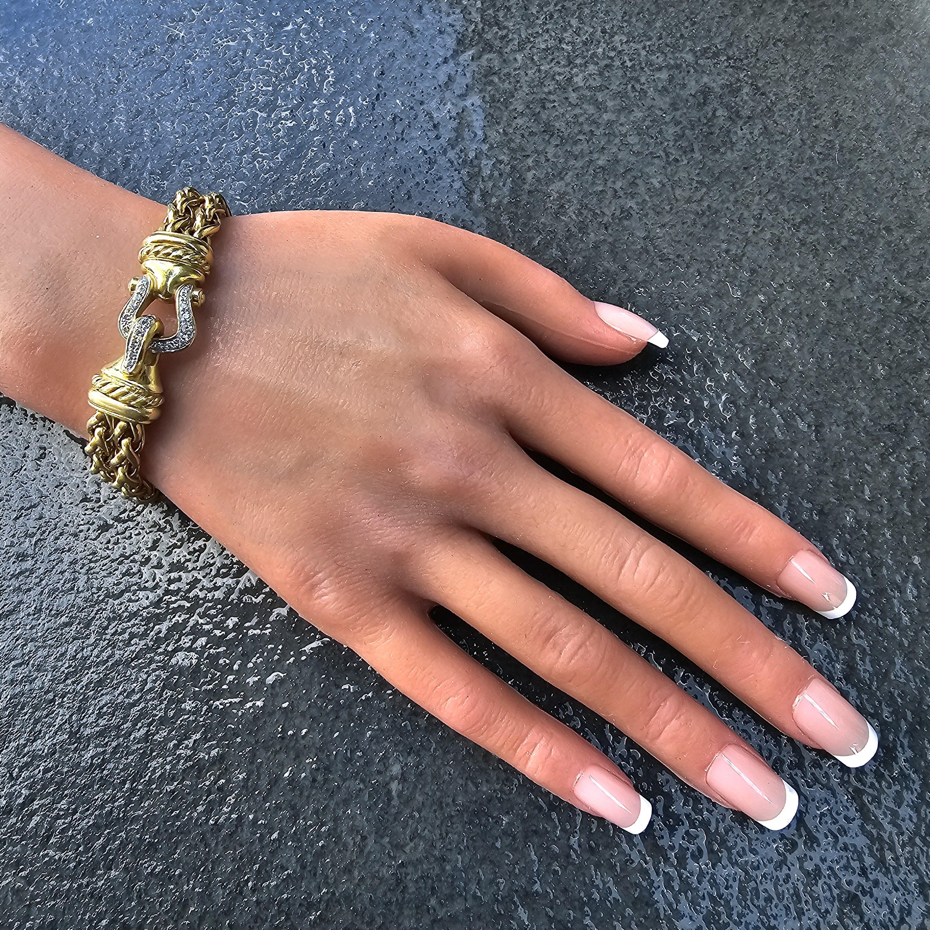 David Yurman Bracciale con Fibbia in Oro Giallo 18k 7,5