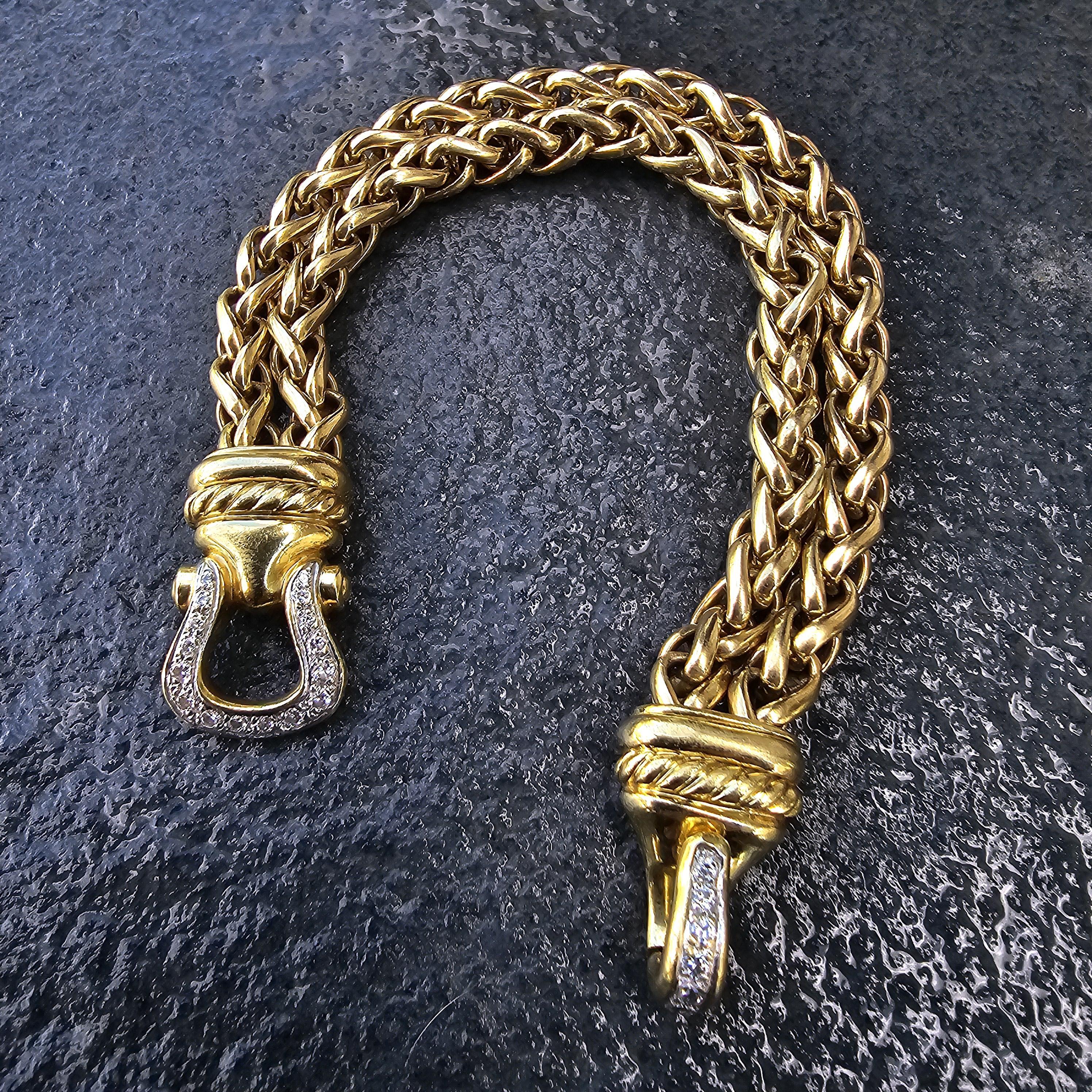 Taglio rotondo David Yurman Bracciale con Fibbia in Oro Giallo 18k 7,5