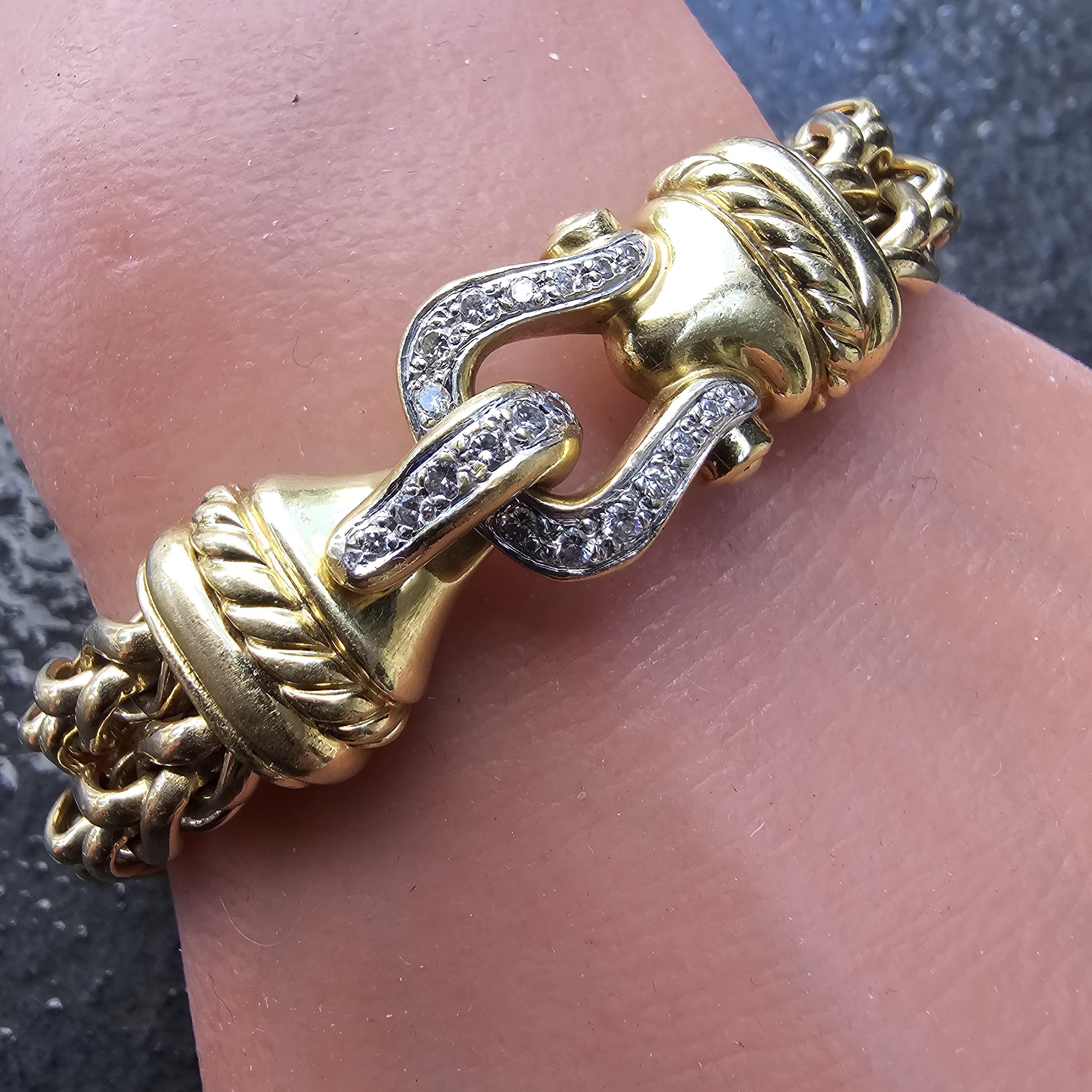 David Yurman Bracciale con Fibbia in Oro Giallo 18k 7,5