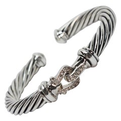 David Yurman Diamond Buckle Classic Cable Cuff Bracelet