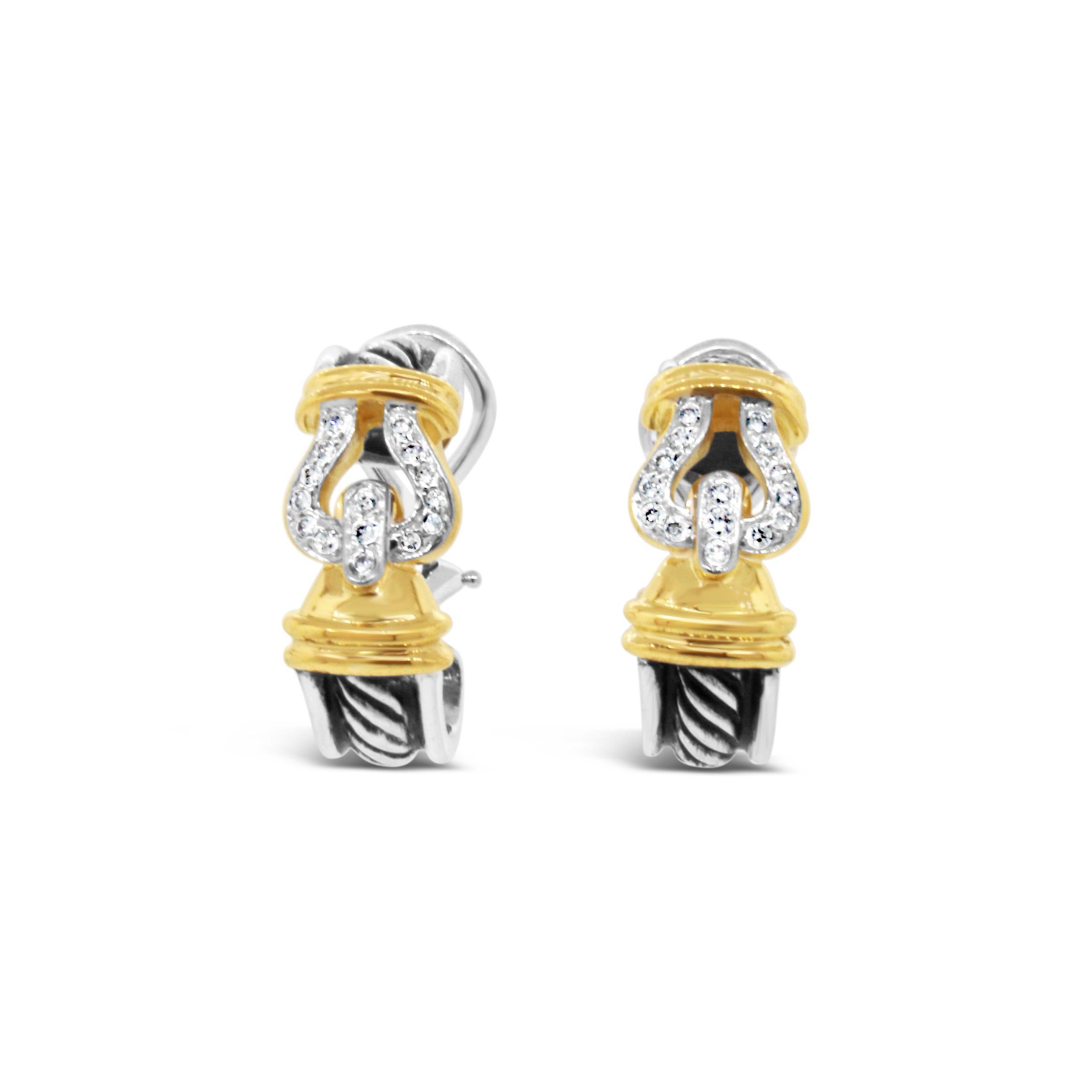 Sterling Silver, 18k Yellow Gold
Diamond: 0.15 ct twd
Length: 20 mm
Width: 6.5 mm
Total Weight: 10.8 grams
PreOwned