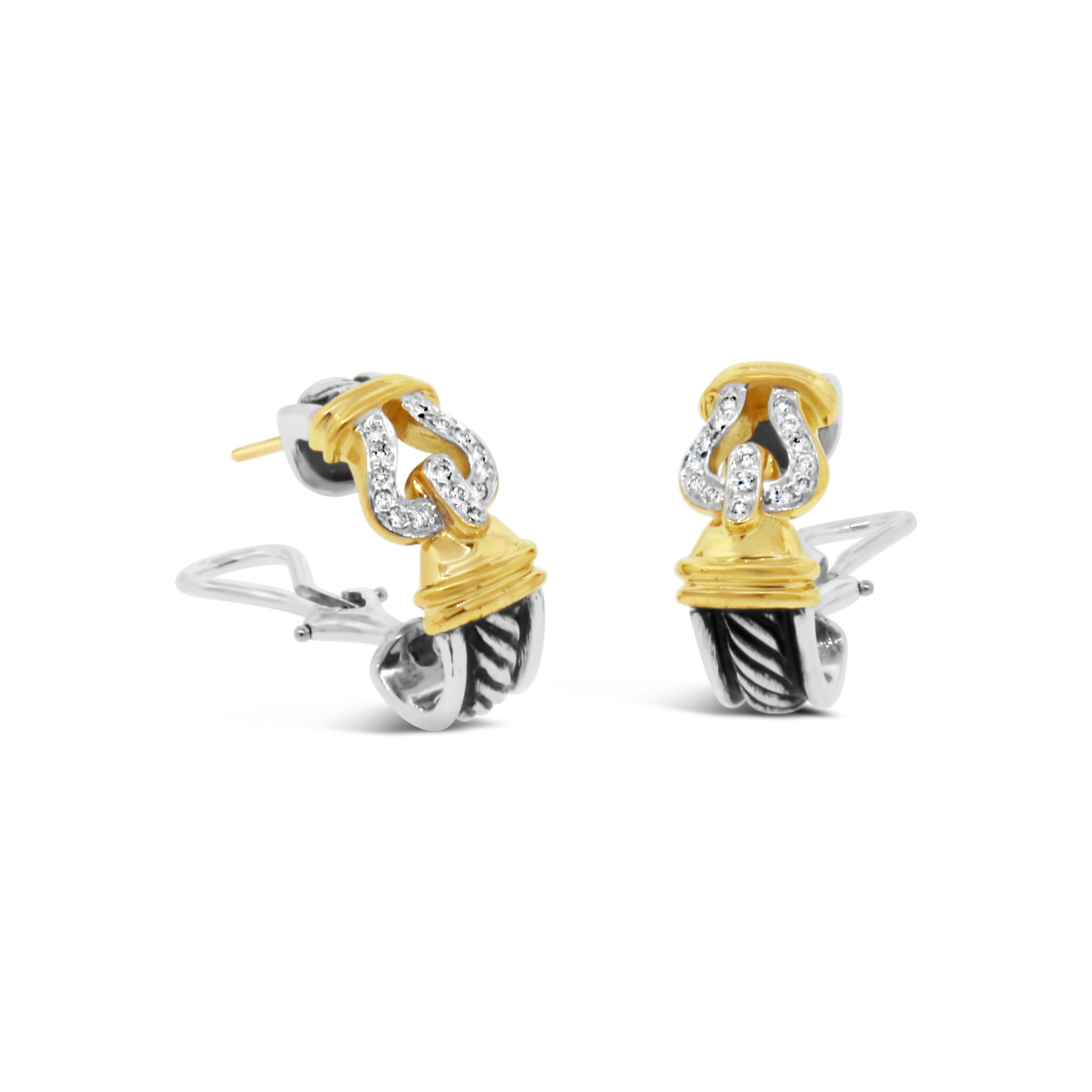 Round Cut David Yurman Diamond Buckle Earrings For Sale