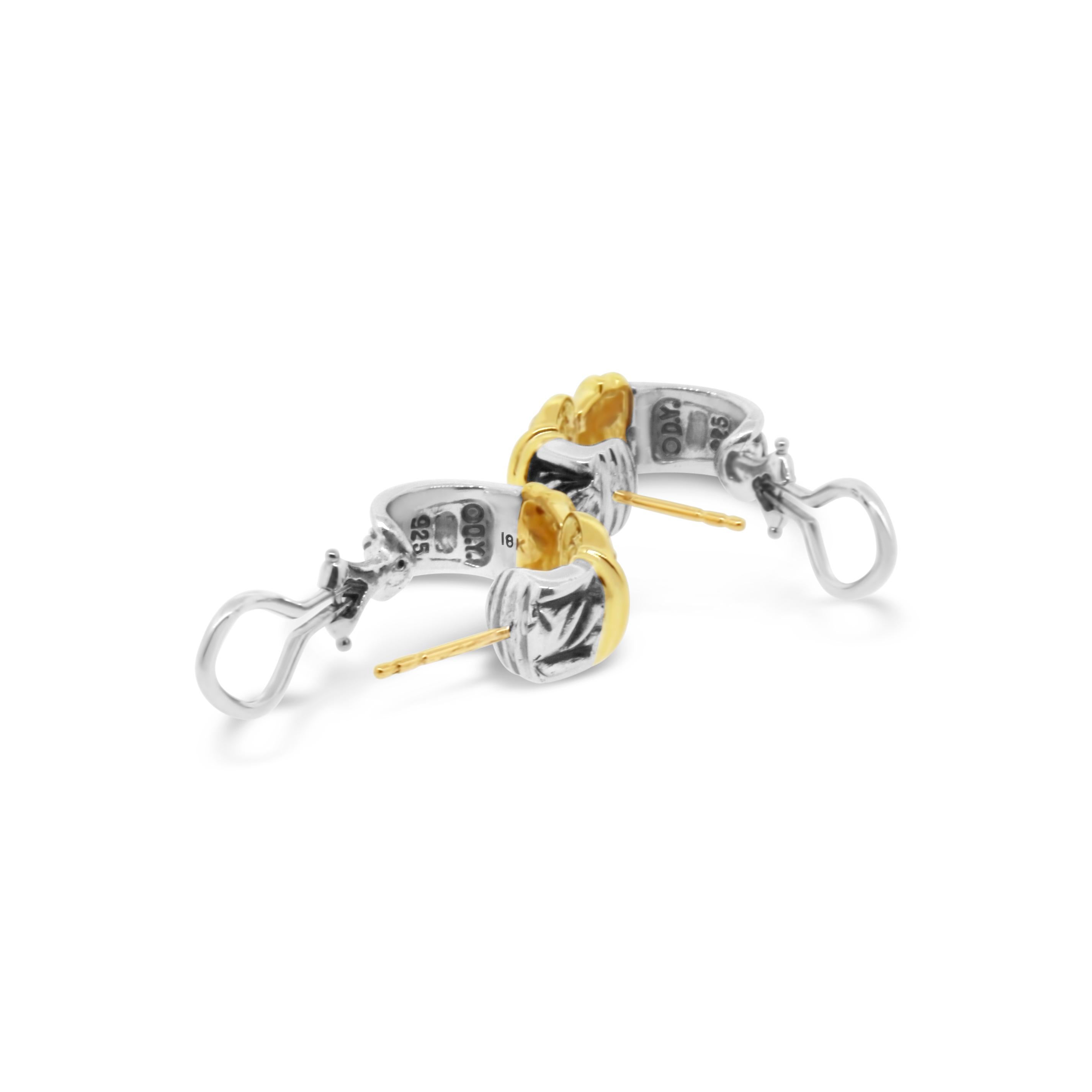 Women's or Men's David Yurman Diamond Buckle Earrings For Sale