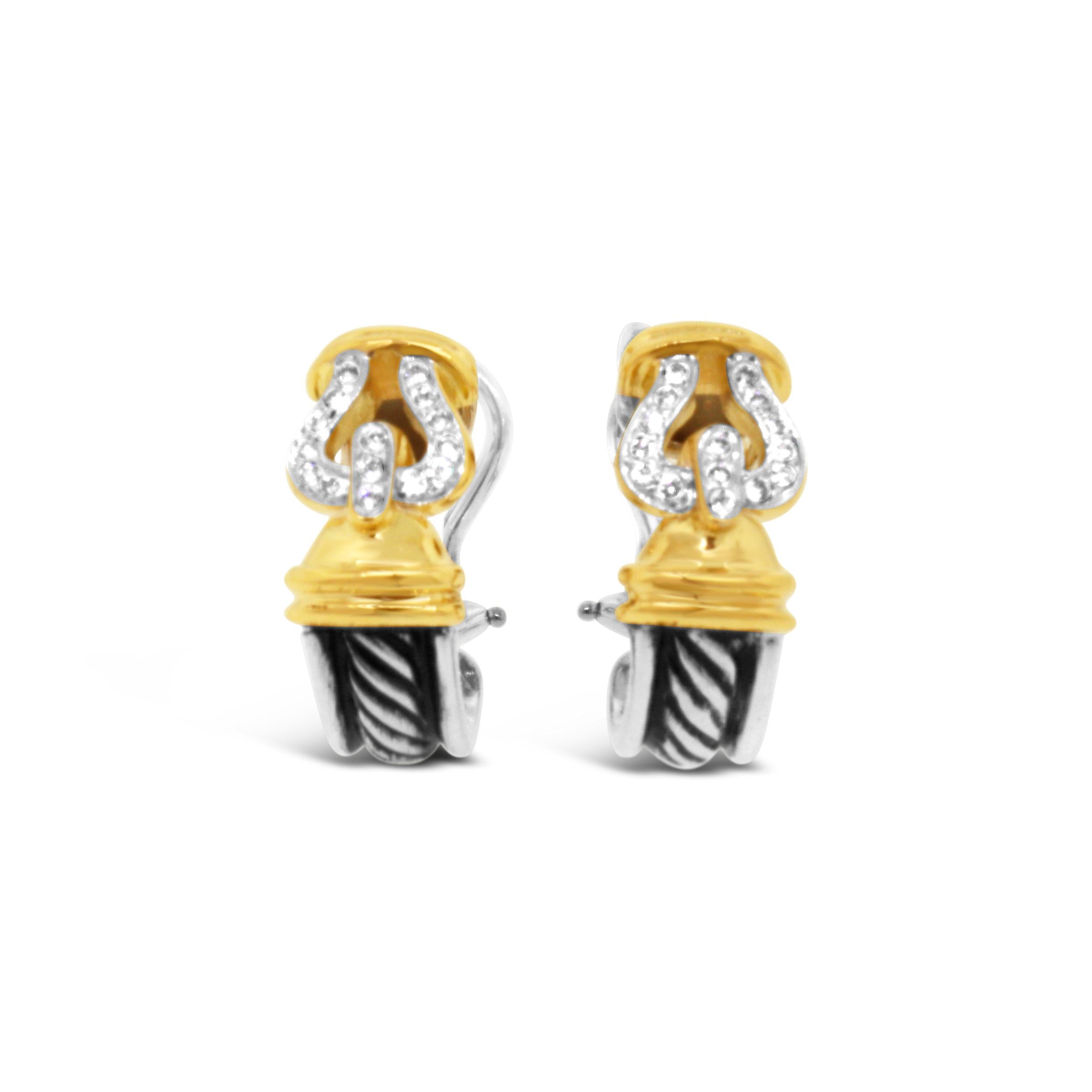 David Yurman Diamond Buckle Earrings For Sale 1