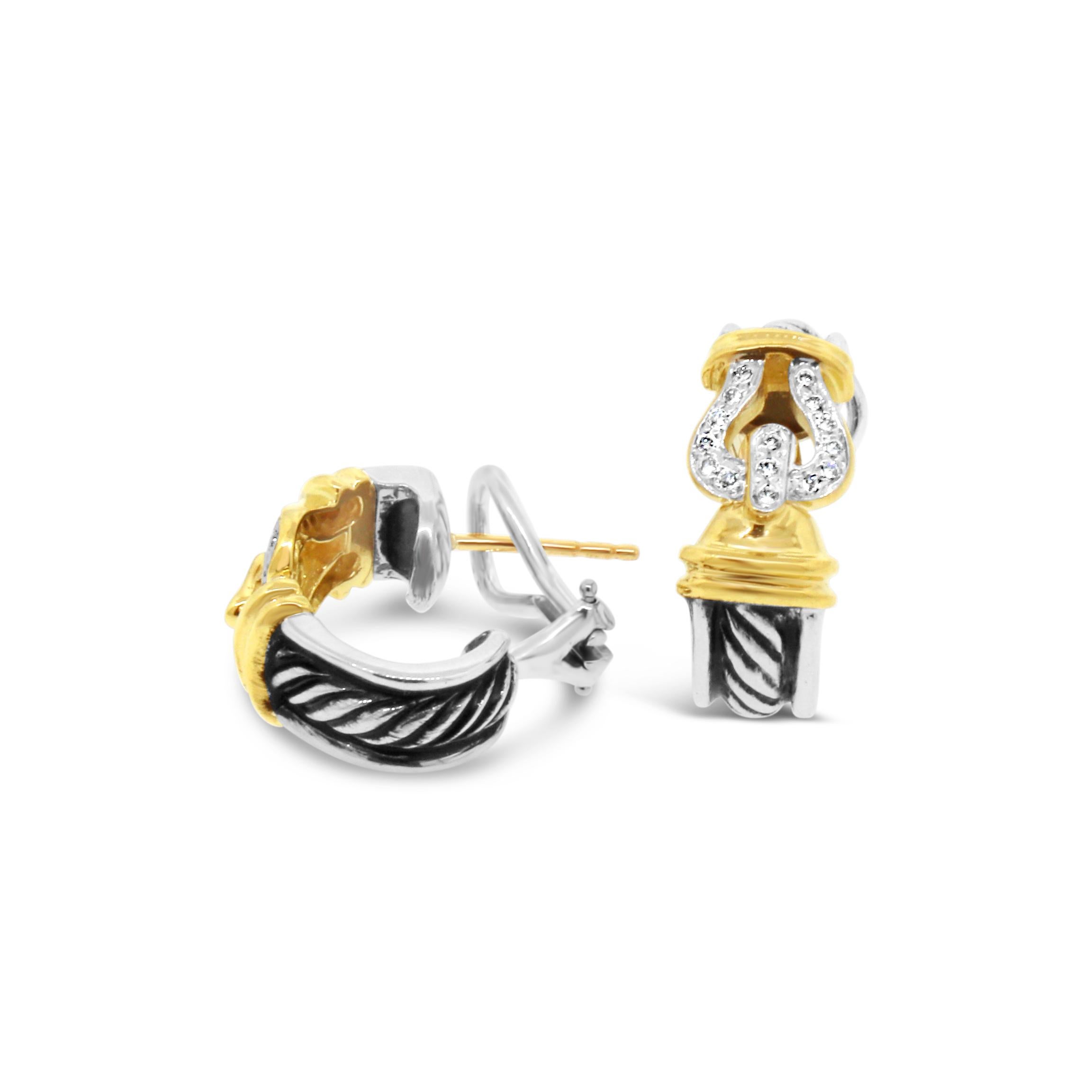 David Yurman Diamond Buckle Earrings For Sale 2