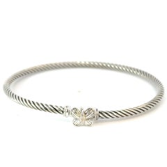 David Yurman Diamond Butterfly Cuff Bracelet Size M Sterling Silver Estate