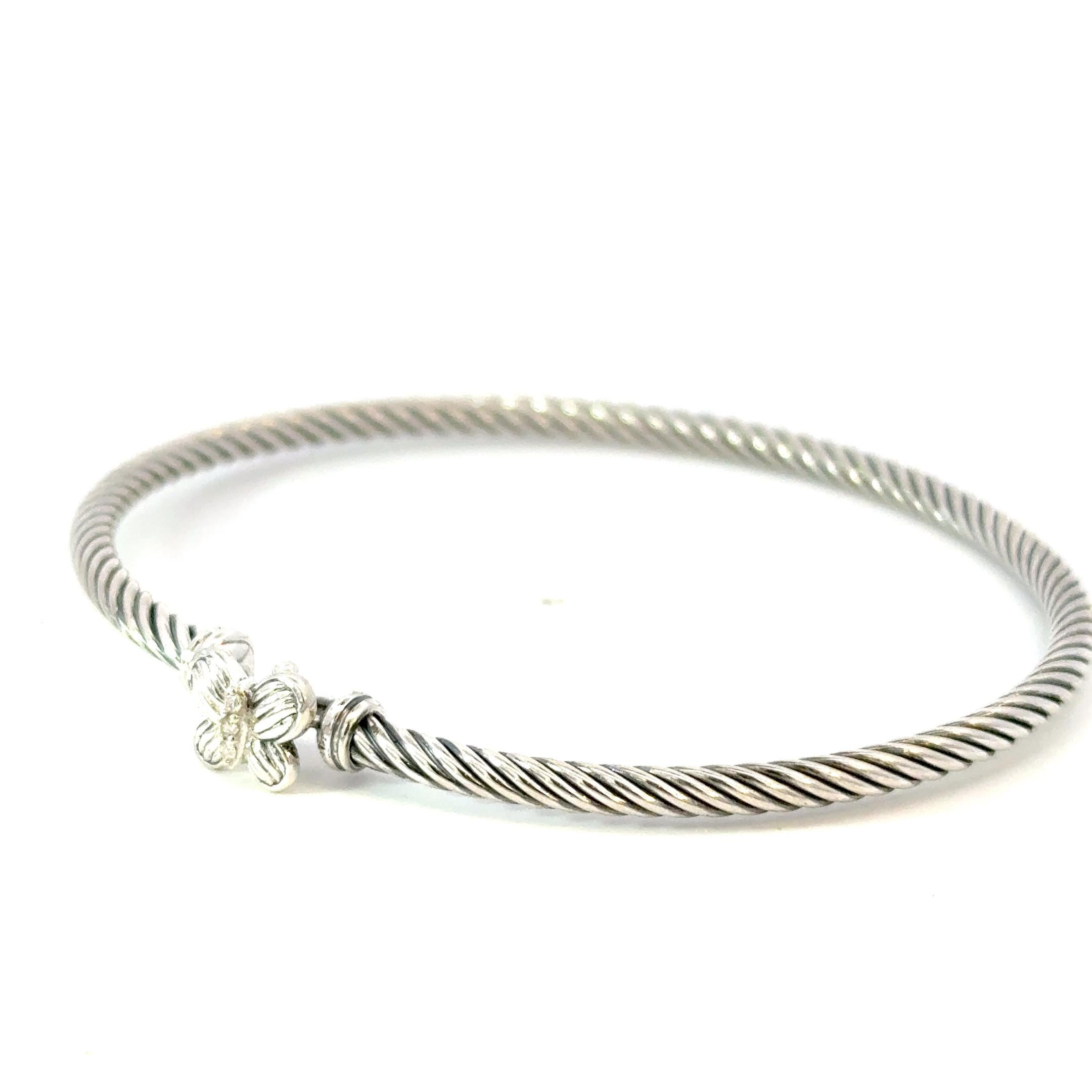 David Yurman Pulsera Puño Mariposa Diamantes Talla M Plata de Ley Estate Corte mixto en venta