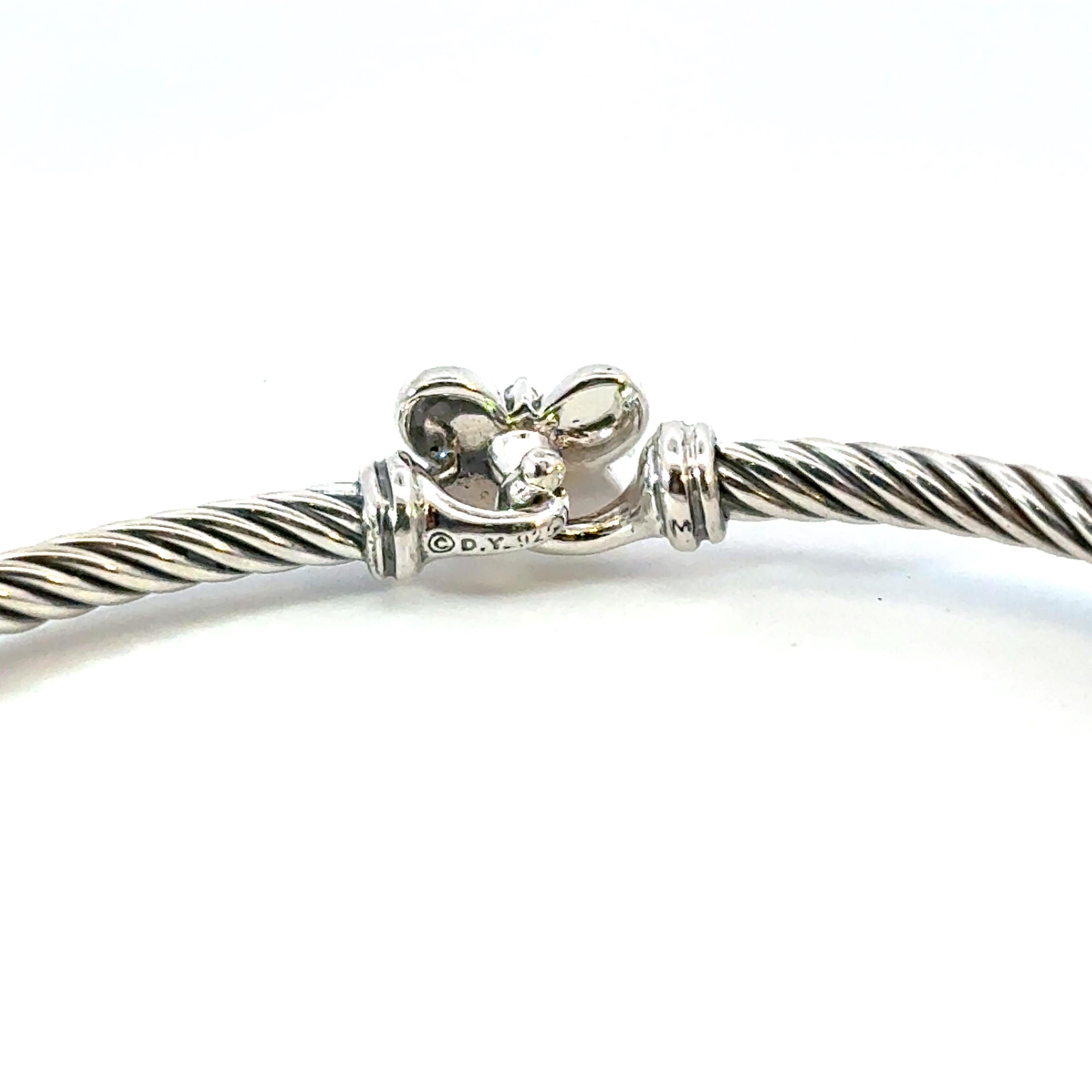 David Yurman Bracciale con Farfalla di Diamanti Taglia M in Argento Sterling Estate In condizioni buone in vendita a Brooklyn, NY