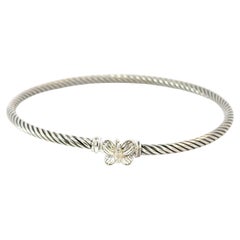 David Yurman Diamant Schmetterling Manschette Armband Größe M Sterling Silber Estate