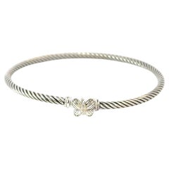 David Yurman Bracciale con Farfalla di Diamanti Taglia M in Argento Sterling Estate
